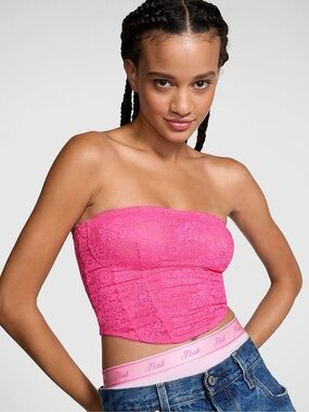 VICTORIA SECERT PINK STRAPLESS CORSET TOP - PINK SIZE  (NEW WITH TAGS) A4